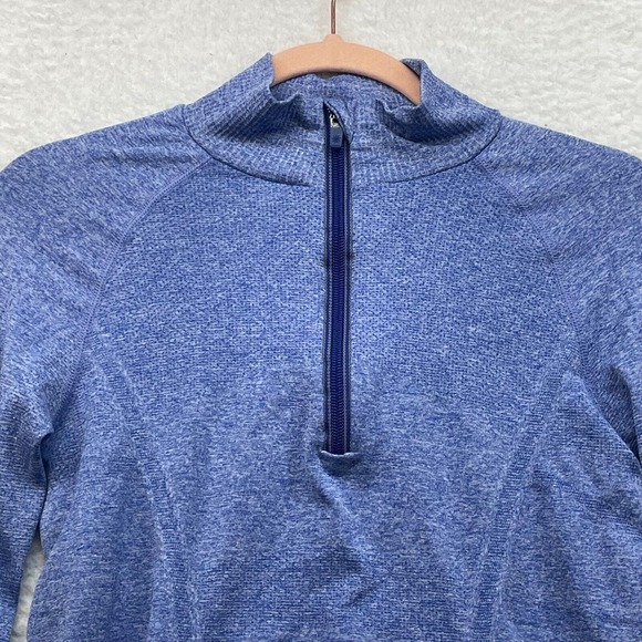 Athleta Shirt Womens Small Blue Fast Track Half Zip Ruched Pullover Workout Gym - Picture 4 of 11